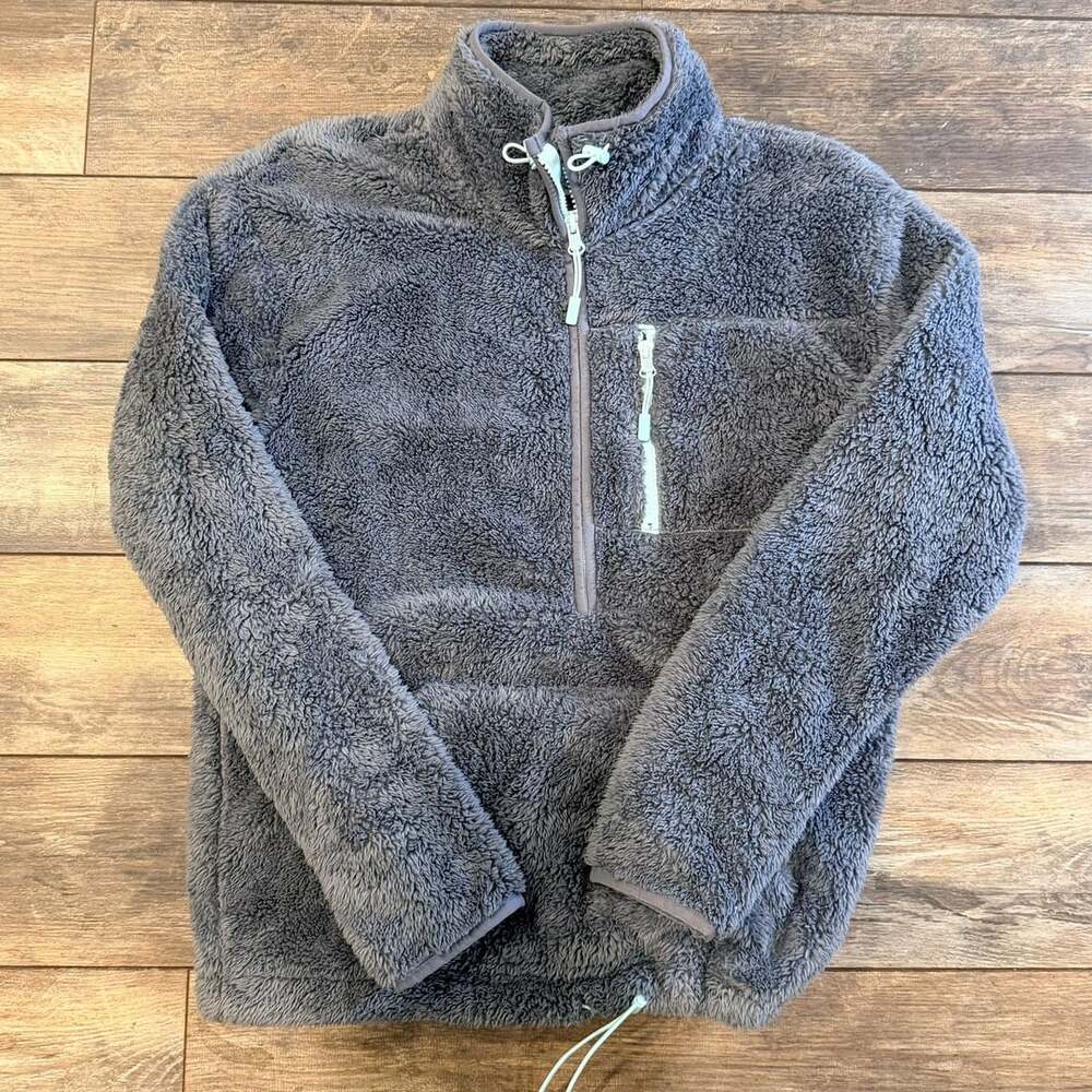 VICTORIA'S SECRET Pink Teddy Jacket Pullover Half Zip Winter Size XS, Gray